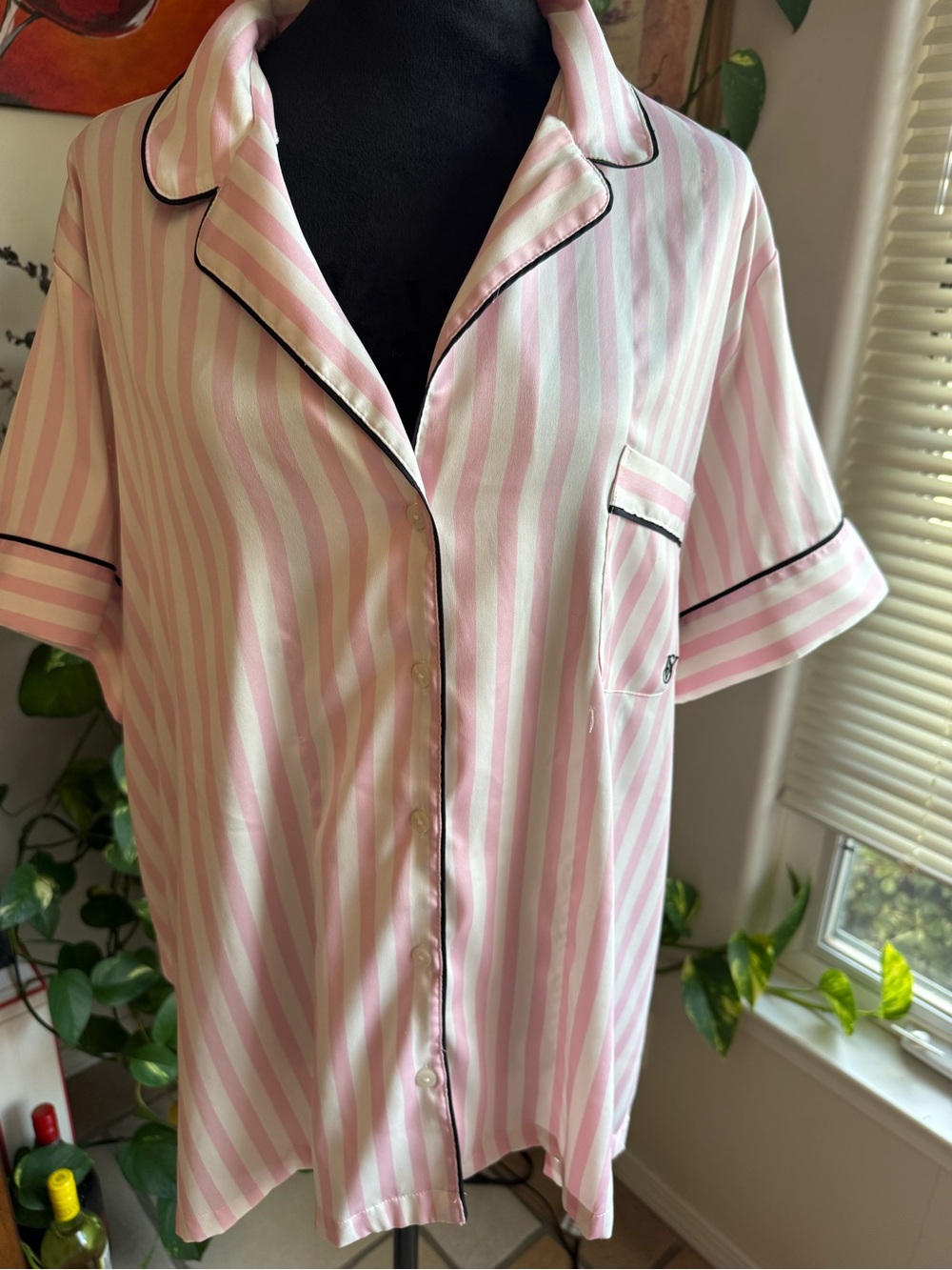 Victoria’s Secret Pink & White Striped Short-Sleeve Pajama Set